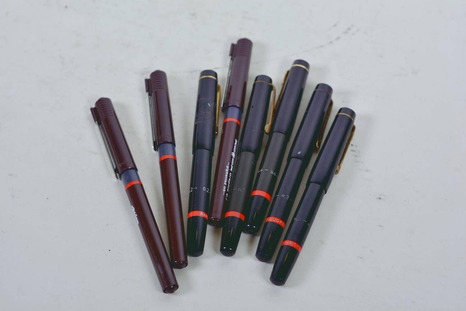 A collection of eight Rotring calligraphy pens together with an ink pen with glass handle filled - Image 4 of 5