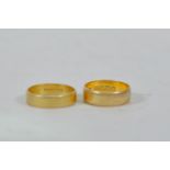 Two 22ct gold rings, sizes L & M (6.4 grams gross)
