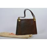 A 1960s Jane Shilton handbag in genuine lizard skin, with original dust bag, 11" x 8½"