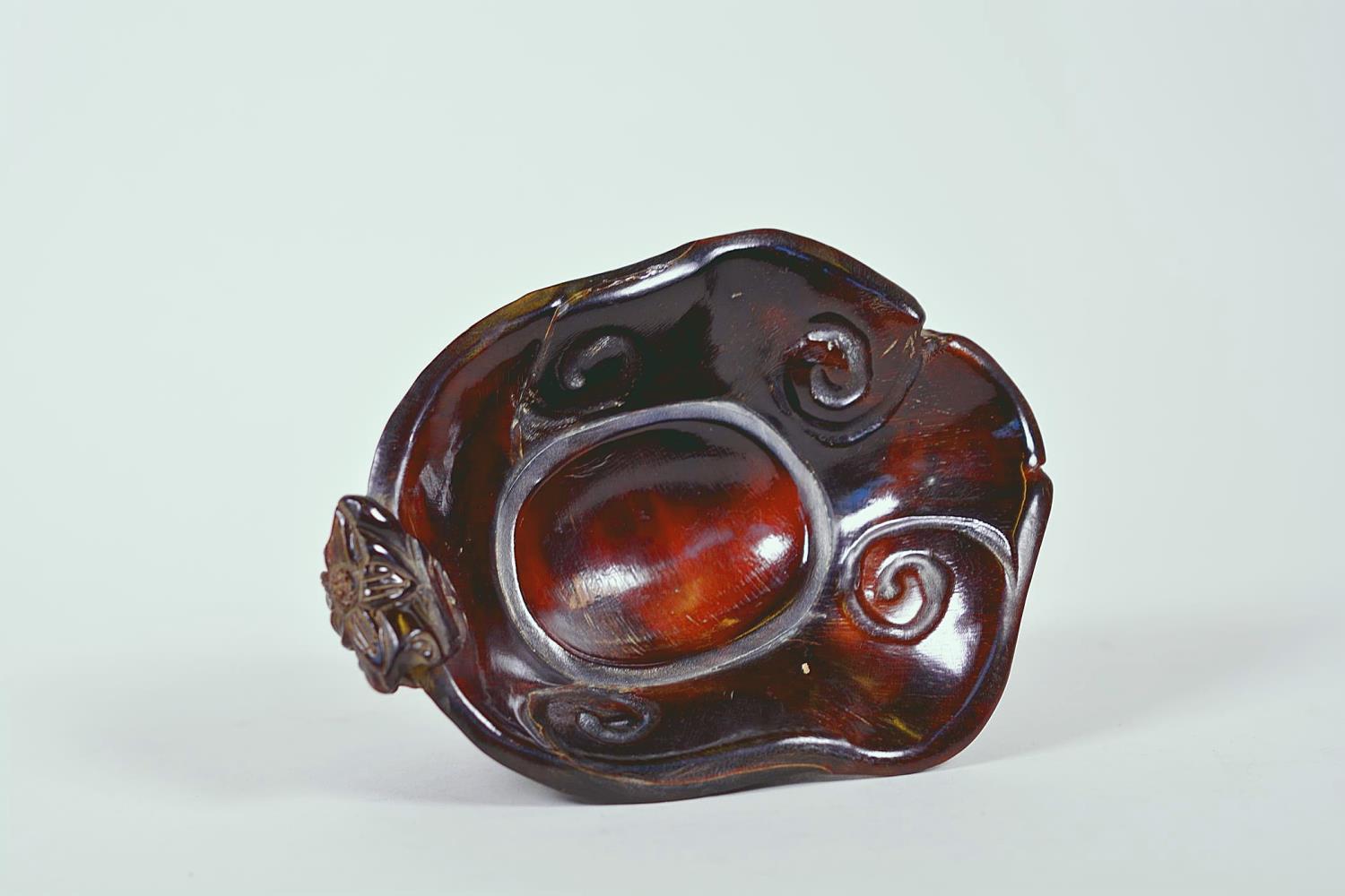 A Chinese faux horn libation cup with carved floral decoration, chased mark to base, 4½" x 6" - Image 7 of 9