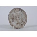 A large Chinese white metal trade token/ingot, 4" diameter, 1305 grams
