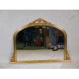 A Victorian style gilt overmantle mirror, 50" x 36"