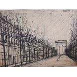 After Bernard Buffet, 57, 'Les Champs Elysees', lithoprint on linen, A/F tear, 62" x 44"