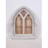 A Gothic style concrete oval top window, 22" x 28"