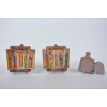 A pair of African Ethiopian Coptic triptychs, and a stone, hard carved double sided diptych, 5" x 4"
