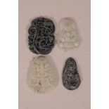 Two Chinese hardstone pendant carved as figures, and two others