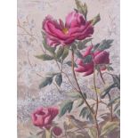 A pair of decorative lithographs featuring flowers and birds, beautifully mounted, framed and