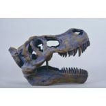 A composition wall mounted T-Rex skull, 14" long