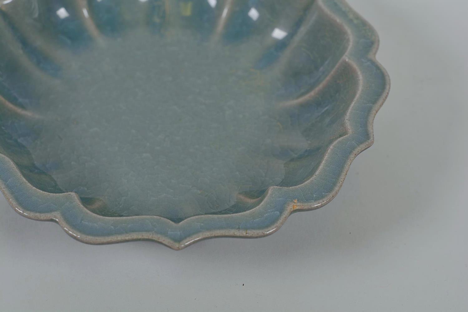 A Chinese celadon crackle glazed Ru ware style dish of lobed form, 7½" diameter - Image 5 of 7