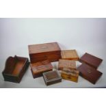 A collection of vintage and antique boxes including a mahogany tea caddy etc