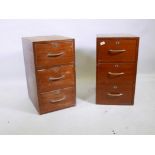 A pair of wood three drawer chests, lacking tops or feet, 15" x 19" x 26"