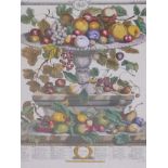 Robert Furber (British, 1674-1756), two prints from the 'Twelve Months of Fruits', published