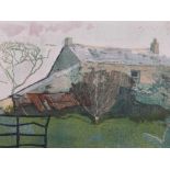 A limited edition print of a farmstead, titled 'The House on the Hill', 25/62, signed on the