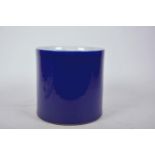 A Chinese powder blue glazed brush pot, 6½" high x 6½" diameter