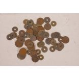 A quantity of antique Chinese coins, 334 grams