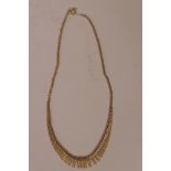 A 9ct gold panel necklace, 15½" long