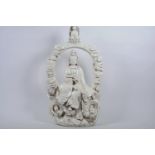 A large blanc de chine Quan Yin, impressed marks verso, 20" high x 11" wide