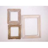 Three good quality wooden picture frames, with plain and foliate carved gilded mouldings, and a