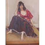 After Ken Howard, 'My Gypsy Girl', girl seated in a studio, signed, titled verso , 17½" x 19"