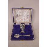A Mappin & Webb sterling silver christening set, hallmarked Sheffield 1982, comprising egg cup and