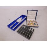 A set of six David Andersen, Oslo, silver and enamel coffee spoons, in original case, a set of