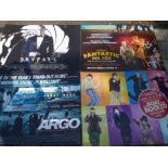 Four mounted film posters, 'The Boat That Rocked', 'Argo', 'Skyfall', and 'Fantastic Mr Fox', 40"
