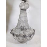 A large Empire style chandelier with glass drops, 44" drop x 28" diameter