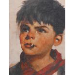 Boy with a cigarette, signed indistinctly, oil on canvas, 9½" x 12"