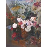 John Carl Burgess, still life of flowers, 1823, oil on canvas, 25" x 32"