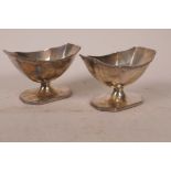 A pair of classical style 925 silver table salts (loaded), 3¾" wide