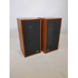 A pair of IMF teak cased cabinet stereo speakers, 24" x 13½" x 13½"