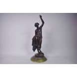 An Italian style bronzed iron figure after the antique, on an onyx base, 22" high