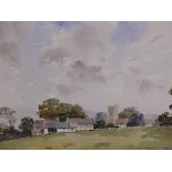 Frank Parker (British, fl. C20th), landscape with Norman church, signed and dated '96 lower left,