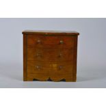 A small 'apprentice' bow front chest of drawers, with one true and two dummy drawers, 5¼" x 6" x 3½"