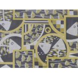 C21st British School, fish and flowers abstract in gold, silver and black, acrylic on paper, 11" x