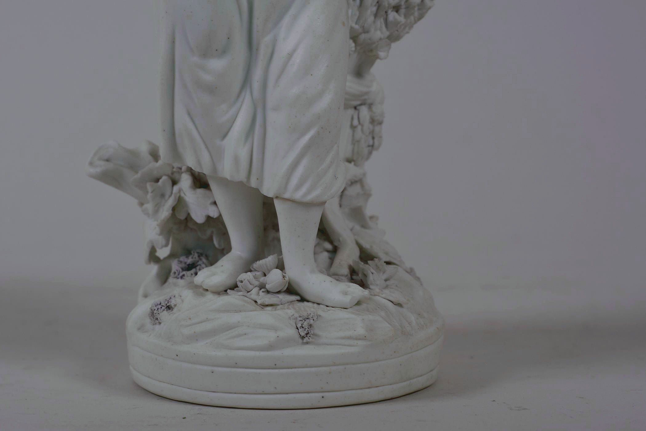 An C18th Derby biscuit porcelain figure 'No 123', taken from the set 'The French Seasons', - Image 7 of 8