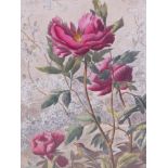 A pair of decorative lithographs featuring flowers and birds, beautifully mounted, framed and