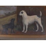 Portrait of two terriers, oil on millboard, 7" x 5"