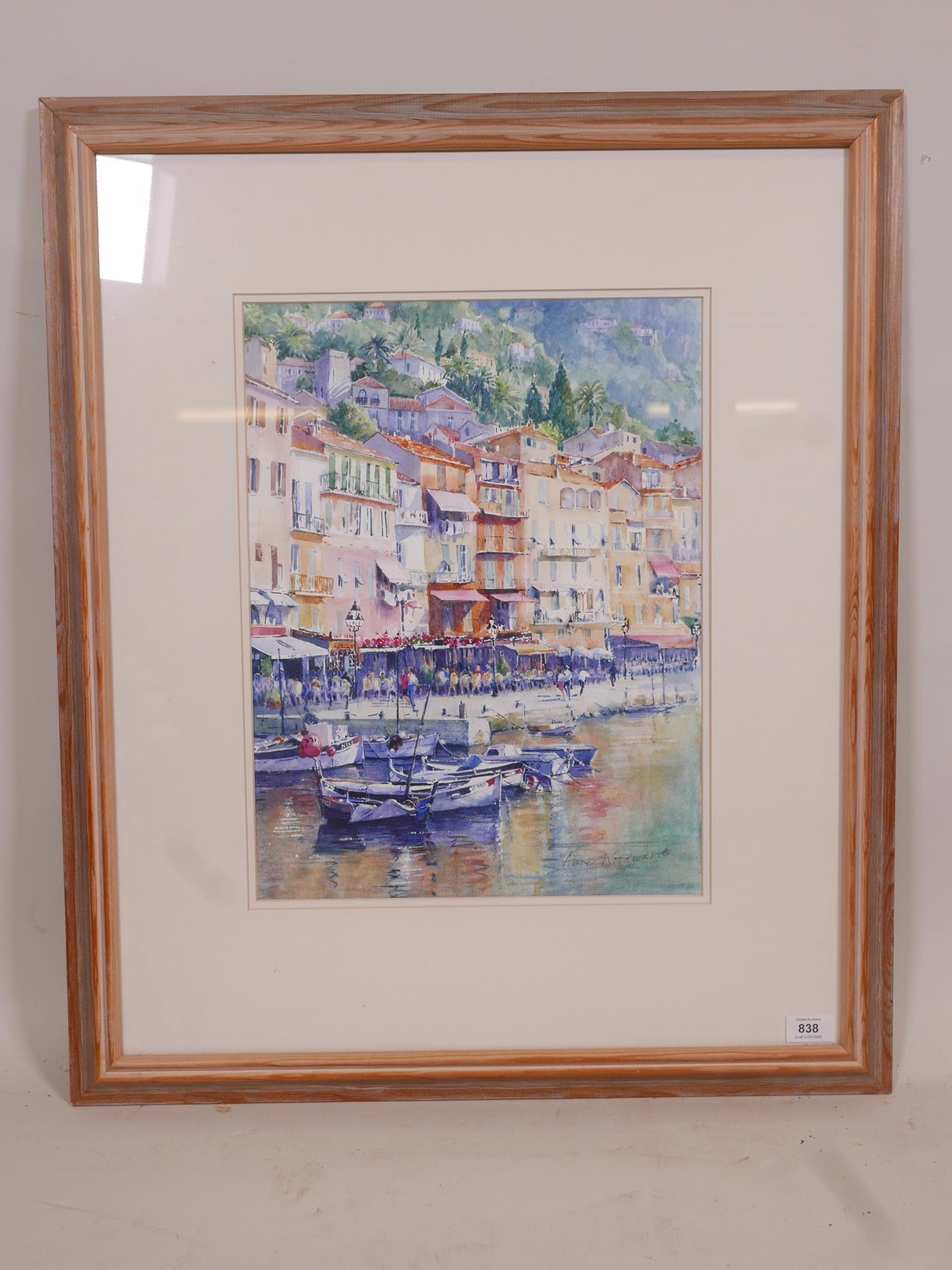 Anne Woodward (British, fl. C20th) 'Portofino', signed lower right, watercolour and gouache, 18" x - Image 2 of 6