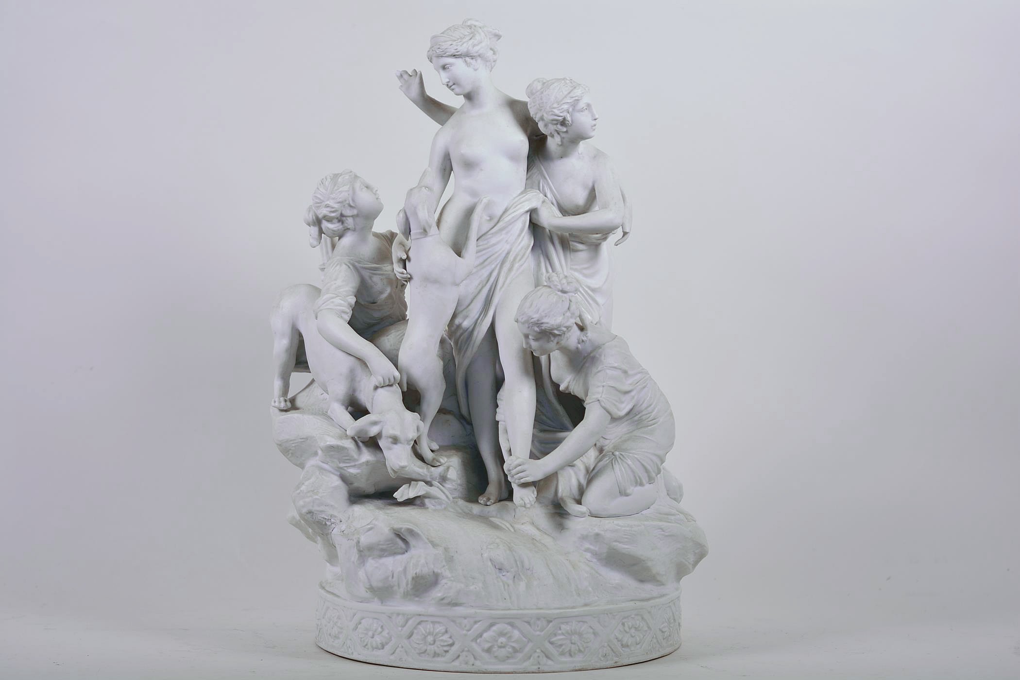 FROM A PRIVATE COLLECTION: A large C19th Sevres style white bisque (biscuit) porcelain group of '