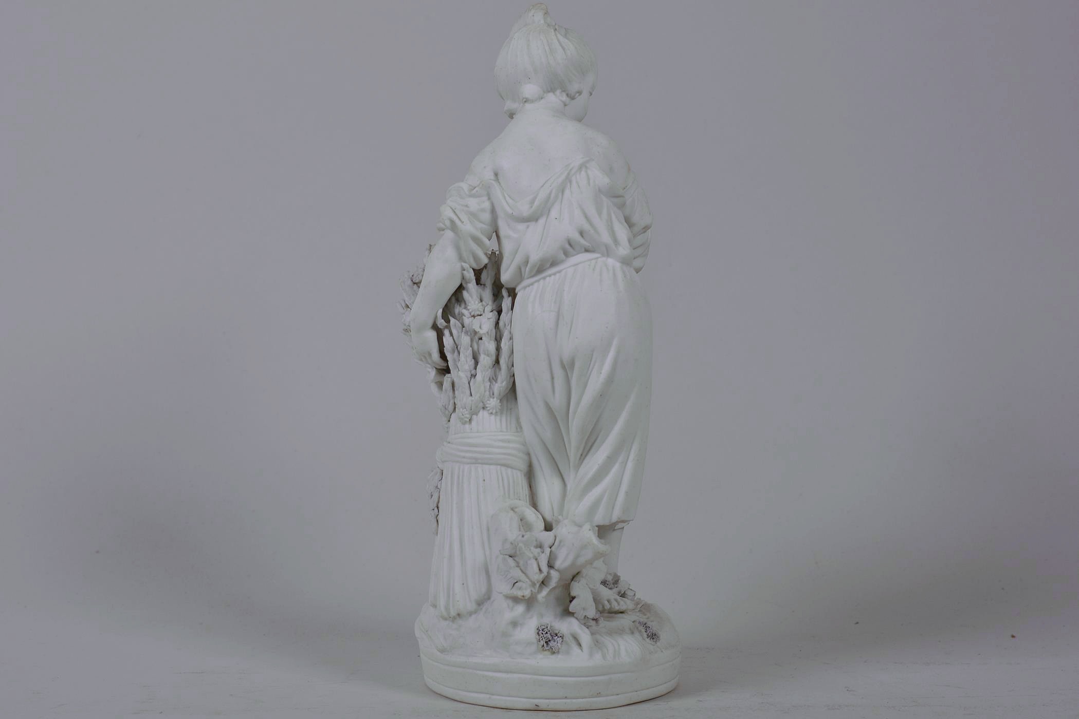 An C18th Derby biscuit porcelain figure 'No 123', taken from the set 'The French Seasons', - Image 2 of 8