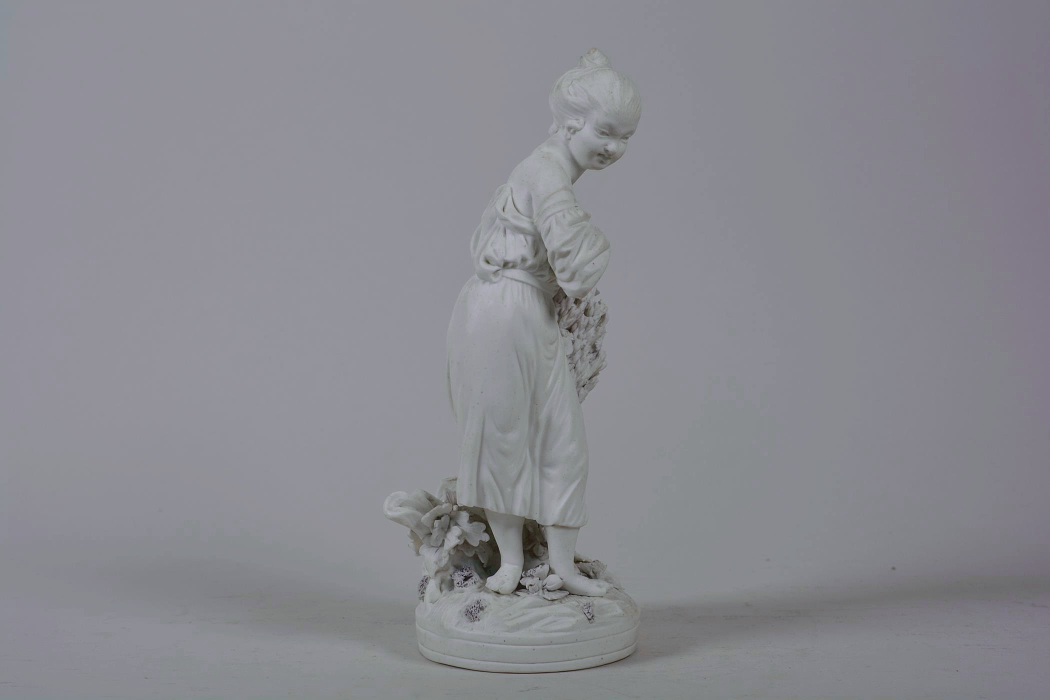 An C18th Derby biscuit porcelain figure 'No 123', taken from the set 'The French Seasons', - Image 4 of 8