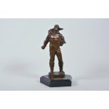 A 1960s Russian solid bronze sculpture of a Soviet space Pilot, a 'Stratonaut', with flying helmet