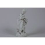 An C18th Derby biscuit porcelain figure 'No 123', taken from the set 'The French Seasons',