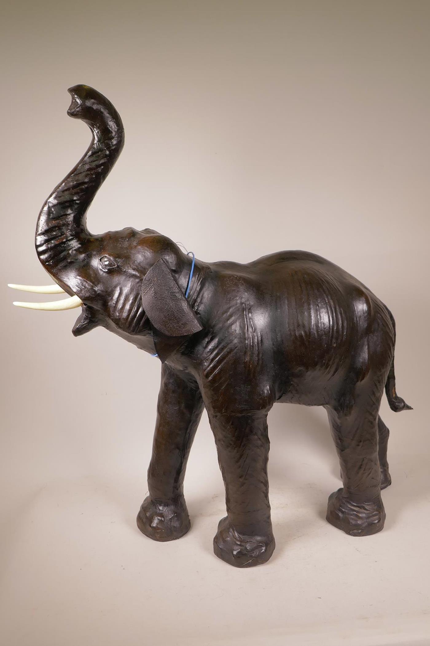 An Omersa Liberty style leather elephant figure, 29" high