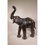 An Omersa Liberty style leather elephant figure, 29" high