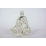 A Chinese blanc de chine figure of Buddha seated in meditation, A/F one finger missing, 6½" high