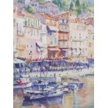 Anne Woodward (British, fl. C20th) 'Portofino', signed lower right, watercolour and gouache, 18" x