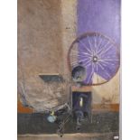 Gordon Robins, 'The Wheel' , surrealist still life, oil on canvas, A/F, 40" x 60"