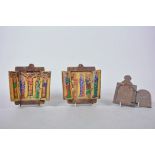 A pair of African Ethiopian Coptic triptychs, and a stone, hard carved double sided diptych, 5" x 4"